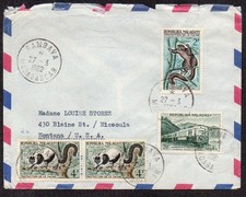  Malagasy 1962 Cover with Stamps Monkey Theme