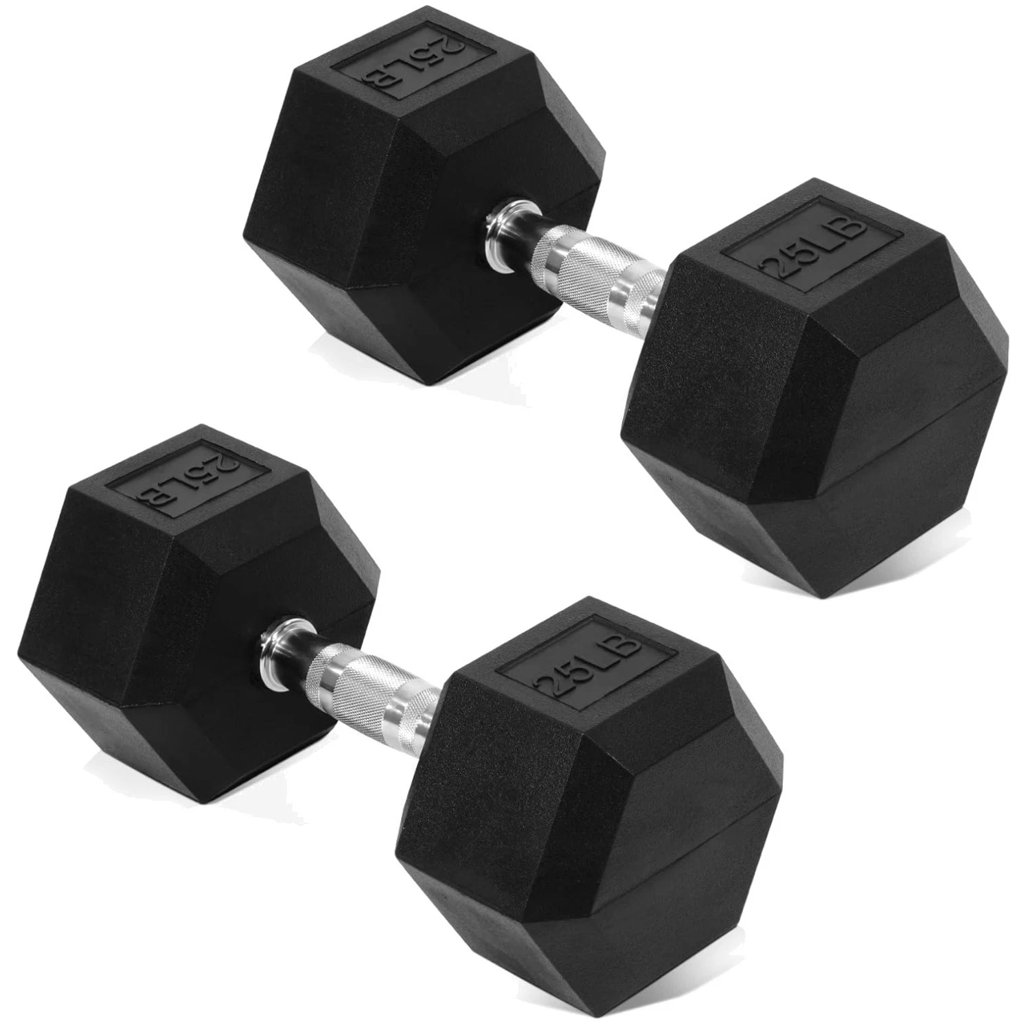 Rubber Coated Hex Dumbbells 5-50 LB Pair^