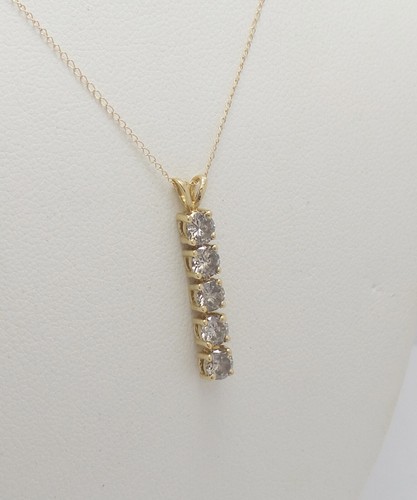 1CT Natural Round Diamond Solitaire Pendant Choker Necklace 14K Yellow Gold - Picture 3 of 12