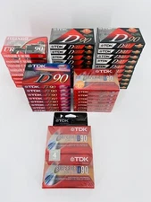 Vintage Cassette Tapes Maxell TDK Sony Lot of 47 Blank Sealed Tapes 90 Minutes