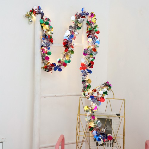 Christmas Prelit Tinsel Garland LED String Lights Battery Xmas Party Home Decor - Picture 8 of 15