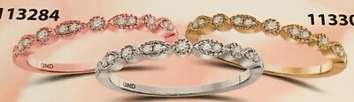Diamant Milgrain Stapelband (1/6 ct. t.w.) in 10k Weißrosa oder Gelbgold