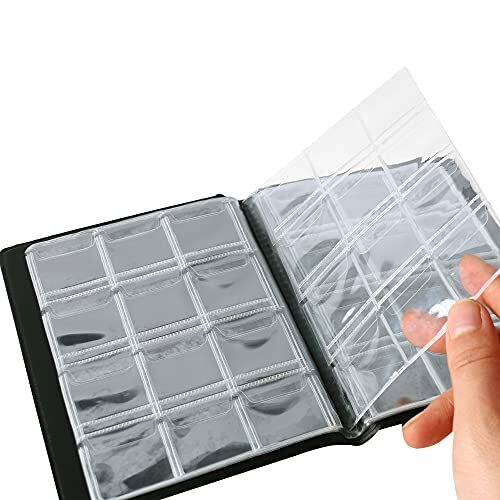 Álbum Portamonedas Formato Libro | Capacidad Para 480 Monedas | Fundas De PVC Transparente | Forro De Cuero Sintético | Ideal Para Coleccionistas