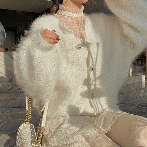 Imitation Mink Fur Knitted Cardigan Women's Autumn Winter Top Soft Sweater Coats - Bild 2 von 18