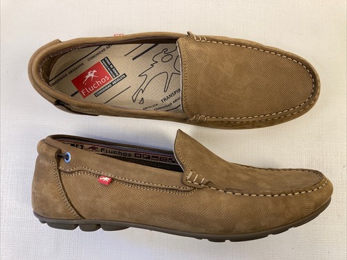 Fluchos Brown Leather Shoes Loafers 9075 Men's US Size 9 Slip On New NWOB - Picture 10 of 15