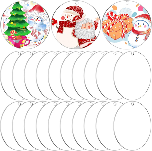 50Pcs Acrylic Ornament Blanks, 3 Inch round Circle Acrylic Blanks Bulk for Vinyl