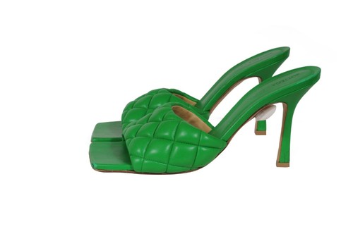 Bottega Veneta Womens Lido Leather Woven Sandals Size US 9 EU 39 Green Leather - Picture 4 of 10