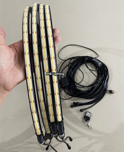 JHB 15.5" IP68 COB LED PURE WHITE illuminated Strobe Wheel Rings Lights Set of 4 - Picture 2 of 11