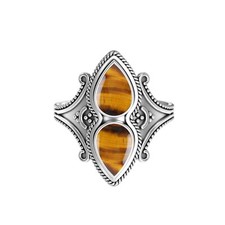925 Sterling Silver Handmade Women Ring Tiger Eye Gemstone Jewelry