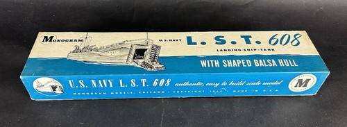 1946 Monogram U.S. Navy L.S.T. Landing Ship Tank 608 Wood Model Kit B1 - Picture 2 of 7