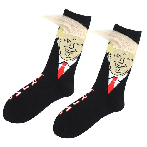 Trump Socks With Hair 3D Fake Hair Trump Socks for Men Women (Black White) - Picture 6 of 6
