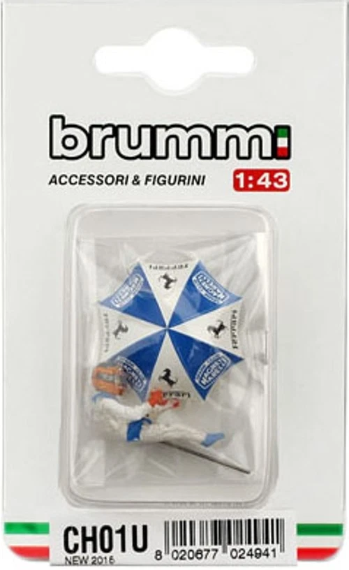 FIGURINO PILOTINO GILLES  IN AUTO x FERRARI + OMBRELLO x 126C2  1/43 Brumm CH01U - Immagine 2 di 2