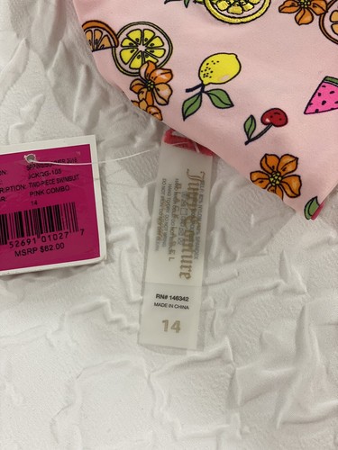 Juicy Couture Girls Printed Bikini Swimsuit Reversible Fruit Cherry Size 14 NWT - Picture 7 of 10