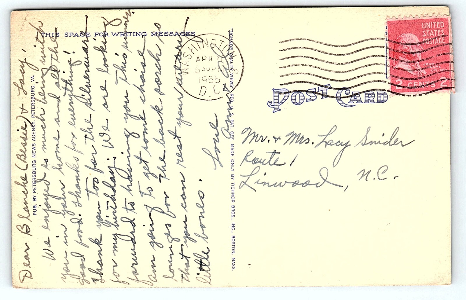 1955 THE LEGEND OF THE DOGWOOD WASHINGTON DC LINEN POSTCARD P3500 thumbnail 2