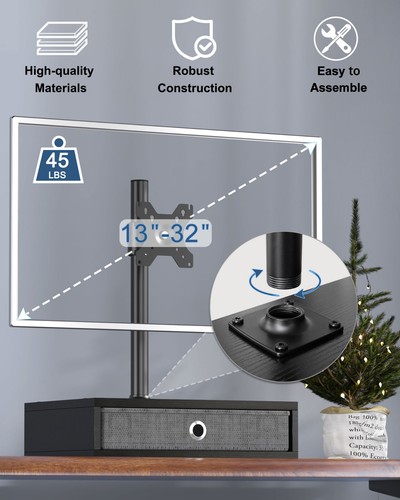 Monitor Stand Riser with Drawer, Free-Standing Desk Stand Mount Riser, Small TV - Picture 7 of 18