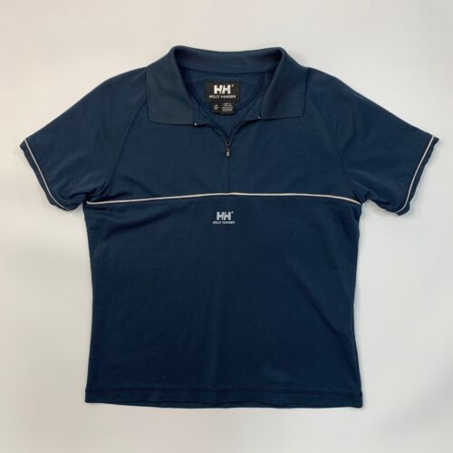 Helly Hansen Polo Shirt Boys Youth M Medium Navy Quarter Zip Short Sleeve Nylon - Picture 2 of 10
