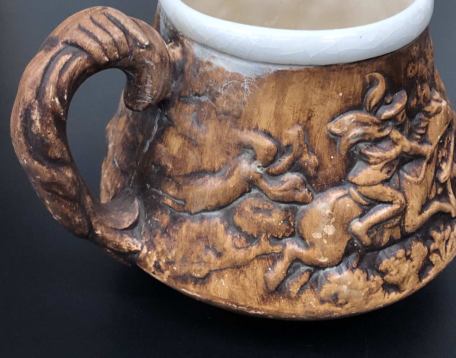 Set/2 Vintage 1958 Treasure Craft Chalkware 'Tale of Tam O' Shanter' Coffee Mugs