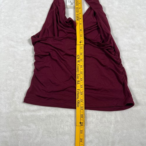 Blusa Halara Halter Top Capucha Cuello Sin Mangas Informal Borgoña Mediana Acanalada NUEVA - Imagen 8 de 8