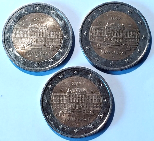 3x 2 Euro Gedenkmünze *Bundesrat* Deutschland 2019 A,F,D sehr schön-vorzüglich - Picture 5 of 7