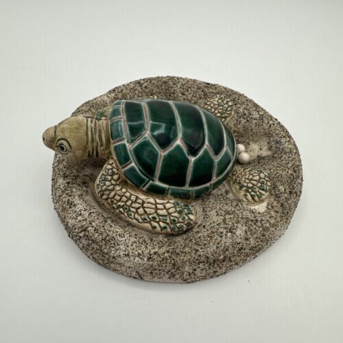 Vintage Sea Turtle Figurine Laying Eggs on Beach