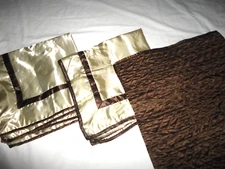 LINENS N' THINGS FRAMED CHOCOLATE BROWN SATIN GOLD (3P) EURO PILLOW SHAMS SET