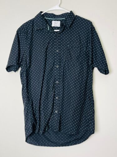 LEVEL TEN MENS MODERN SIZE LARGE BUTTON DOWN BLACK SHORT SLEEVE