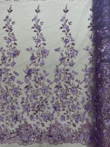 Princess 3d floral design embroider beaded with pearls on a mesh (by the yard) - Picture 53 of 87