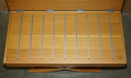 EXQUISITE DAVID LINLEY OSTRICH LEATHER SATINWOOD HALL BENCH SEAT LUGGAGE RACK - Picture 13 of 13