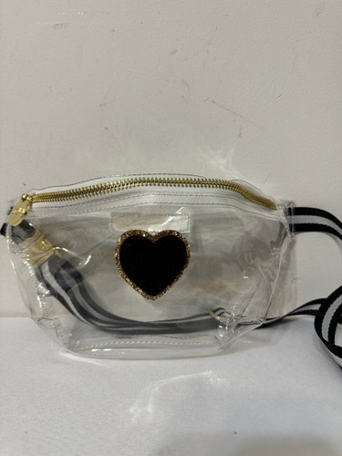 STONEY GLOVER CLEAR FANNY PACK HEART EMBLEM Nwot