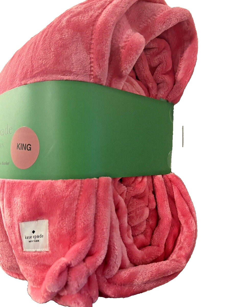 KATE SPADE Hot Pink OVERSIZED KING Fleece Blanket Soft Plush Throw