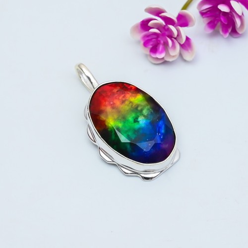 Ammolite Gemstone Handmade 925 Sterling Silver Gift Jewelry Pendant Party Gifts - 第 4/5 張圖片