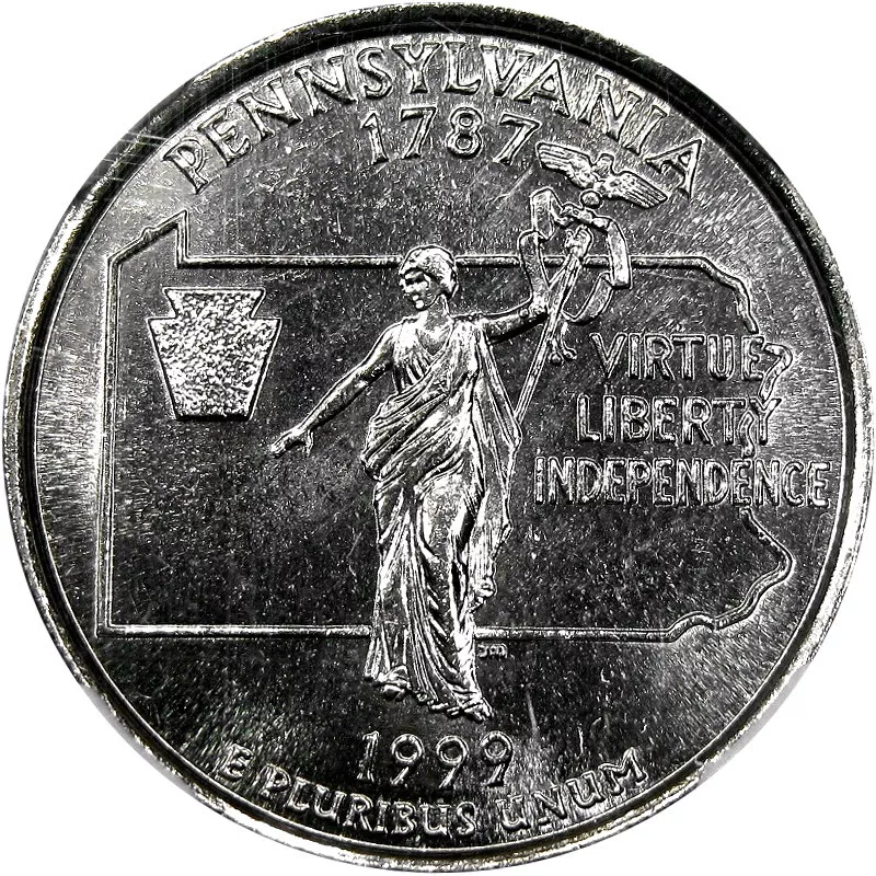 1999-P 25C NGC MS67PL PROOFLIKE PENNSYLVANIA ~ RARE POP 9/2! - Image 2 of 4