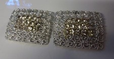 Vtg Antique Victorian Art Deco Edwardian Filigree Rhinestone Shoe Buckle Clip