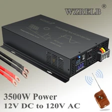 3500W Pure Sine Wave Inverter 12V to 120V Power Converter Truck Motor Home Car