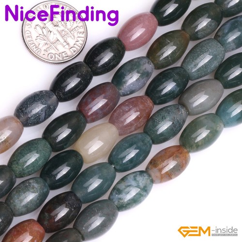 Cuentas sueltas de piedras preciosas de olivario de ágata india natural para hacer joyas 15" - Imagen 2 de 18