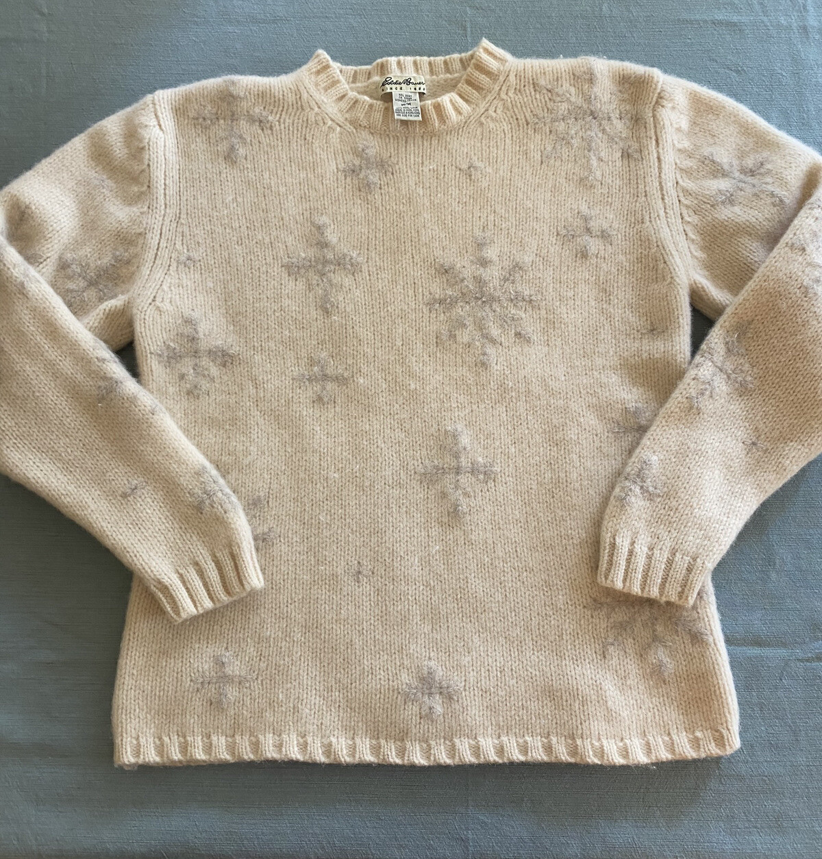 Vintage Eddie Bauer Wool Sweater Women’s Size S/M Cream W/ Gray