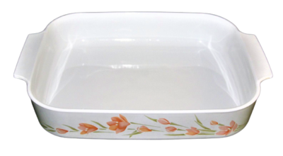 CORNING WARE PEACH FLORAL ROASTER A-21 LASAGNA DISH 12 1/2 X 11 X