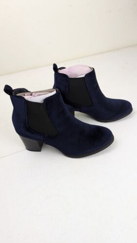 G.N.D. Ankle Boots Women's 8 Blue Faux Suede Block Heel Slip On Chelsea Bootie - Picture 8 of 8