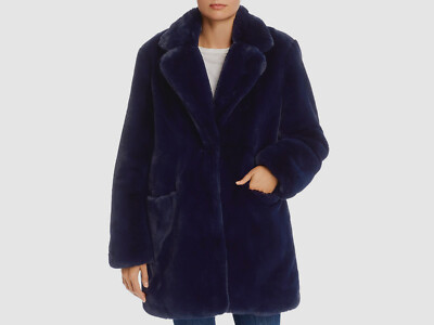 $328 Apparis Women's Blue Sophie Faux Fur Winter Overcoat Coat Jacket Size S