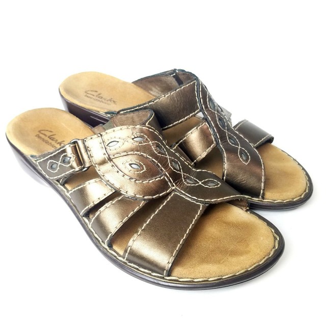 bronze slide sandals
