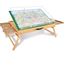 Folding Leg Puzzle Table with Drawers Cover Adjustable Tilting Board 1500 Piece