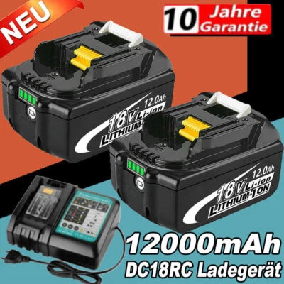 MARKENLOS 2X 18V 12Ah Akku Für Makita Original BL1850 BL1830 BL1860 Led Anzeige/Ladegerät