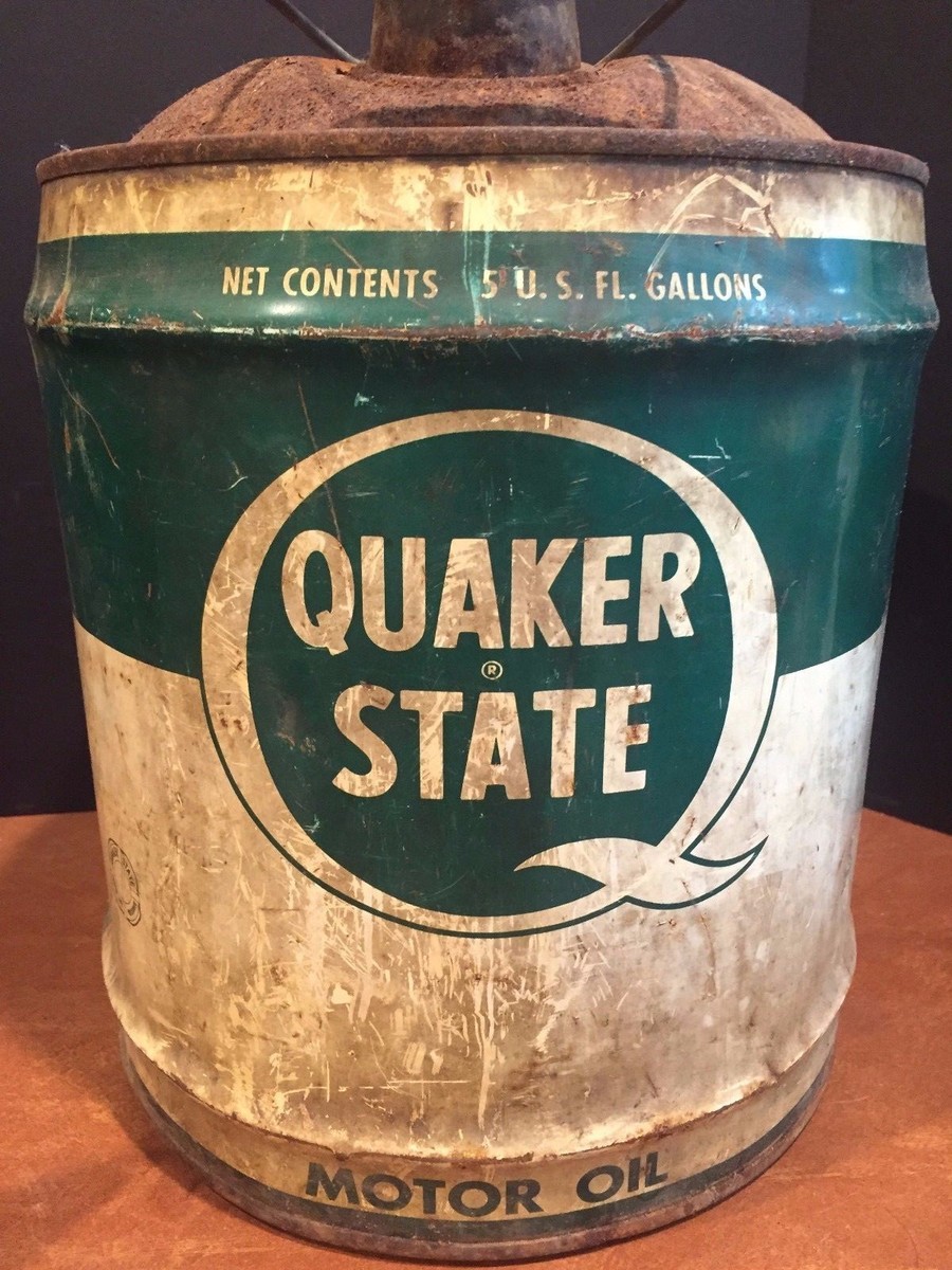 Antique Vintage 5 Gallon Oil Can Advertising Quaker State Motor