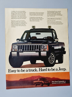 Neue Jeep Comanche Werbung Vintage Magazin Anzeige Original 80er
