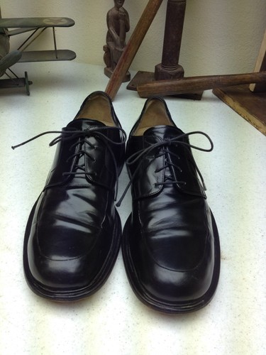 BLACK LEATHER JOHNSTON MURPHY MADE IN ITALY LACE UP OXFORD BUSINESS SHOES 9.5 M - Picture 4 of 11