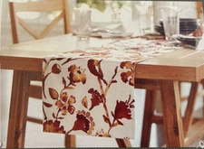 BEAUTIFUL THRESHOLD EXTENDED LENGTH TABLE RUNNER FLORAL BROWN 108" L X 14" W NEW