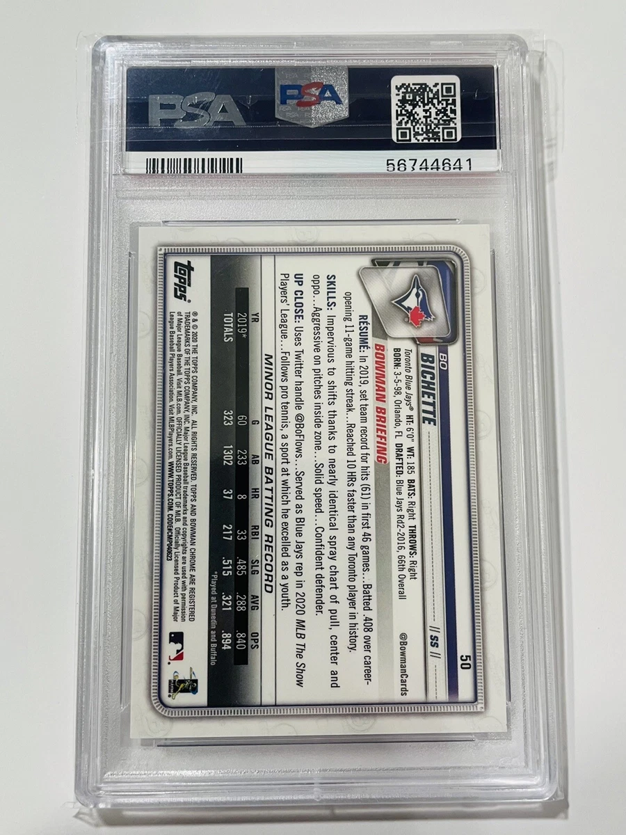 BO BICHETTE 2020 Bowman Chrome #50 Purple Refractor Rookie RC PSA