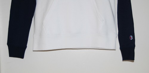 NWT Champion Boy's White & Navy Blue Large Logo LS Hooded Sweatshirt sz M - Picture 7 of 12