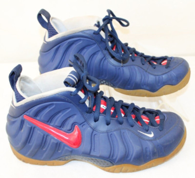 Nike Air Foamposite Mens 9 Pro Blue Void University Red Lace Up High Top Shoes