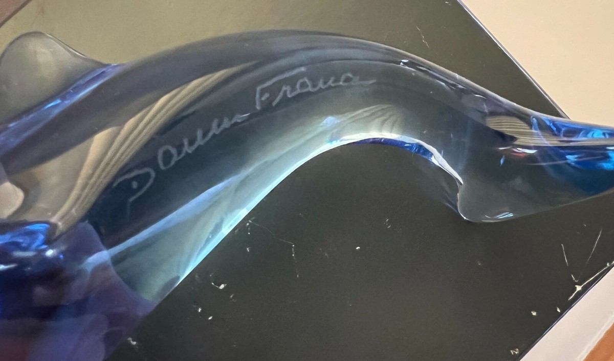 Daum Frances製 
琥珀色の動物彫刻 DAUM Leaping Dolphin Crystal Sculpture Made in France C-11